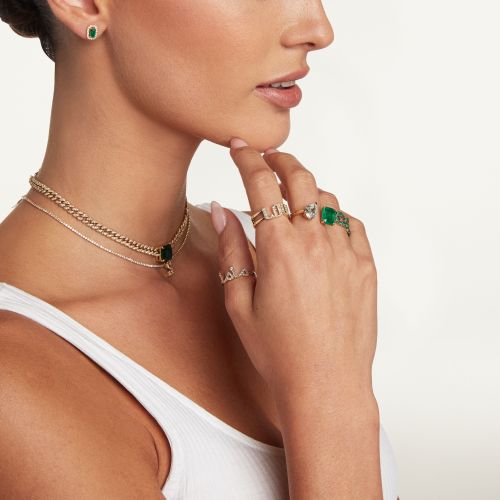 EMERALD & DIAMOND PEAR TWIN RING