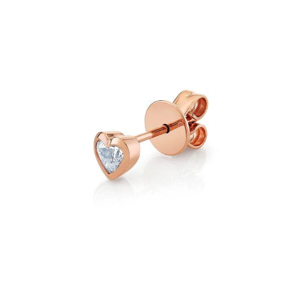 SINGLE DIAMOND BEZEL BABY HEART STUD