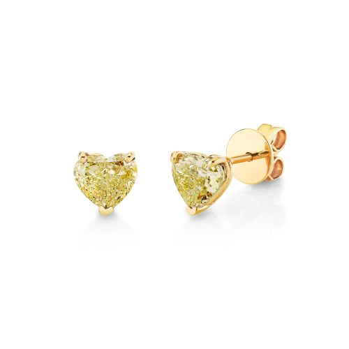 YELLOW DIAMOND HEART STUDS