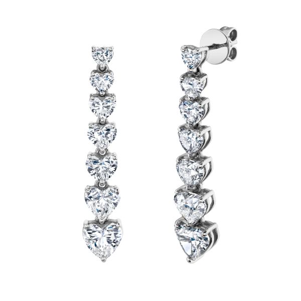 DIAMOND 7 HEART DROP EARRINGS