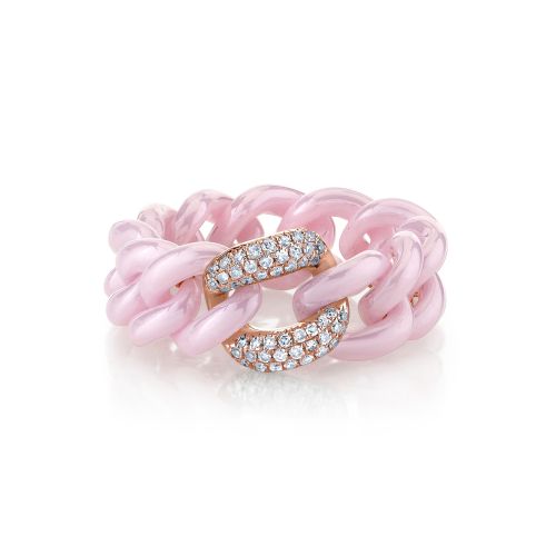 SINGLE PAVE PINK CERAMIC MEDIUM LINK RING
