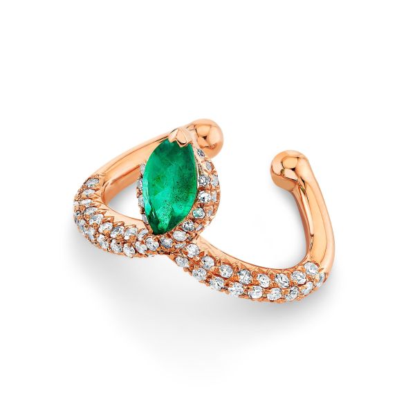 EMERALD MARQUISE CHEVRON EAR CUFF
