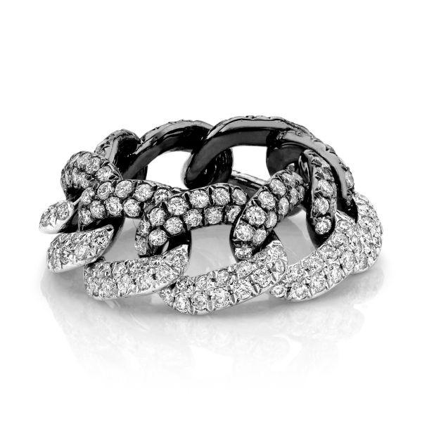 DIAMOND TWO-TONE PAVE ESSENTIAL LINK RING
