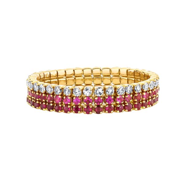 RUBY & PINK SAPPHIRE TRIPLE STACKED THREADS RING
