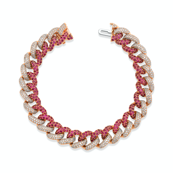 RUBY & DIAMOND PAVE TWO-TONE ESSENTIAL LINK BRACELET