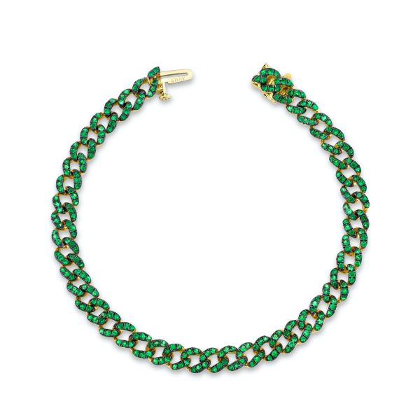 GREEN GARNET PAVE MINI LINK BRACELET