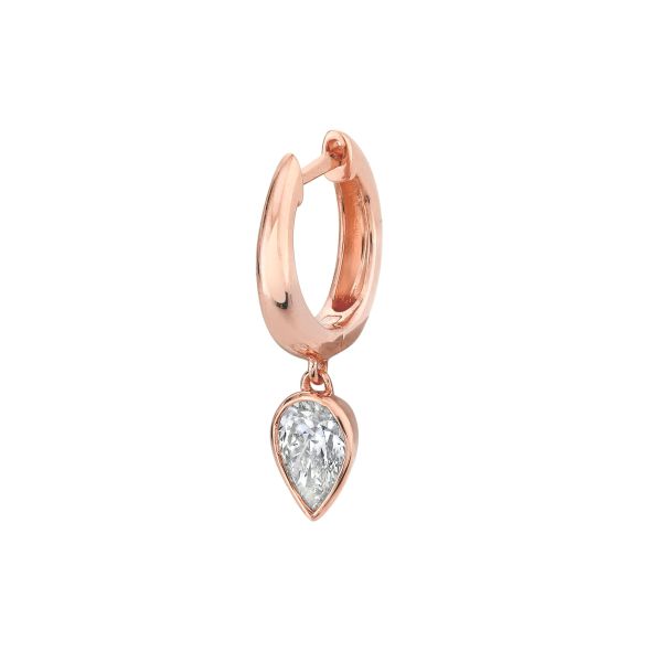 SINGLE DIAMOND PEAR DROP HUGGIE