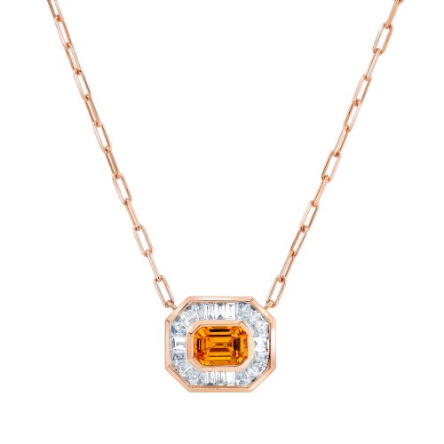 YELLOW SAPPHIRE & DIAMOND HALO MINI DECO LINK PENDANT
