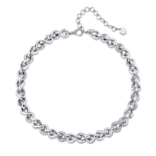 SINGLE DIAMOND PAVE INFINITY LINK NECKLACE