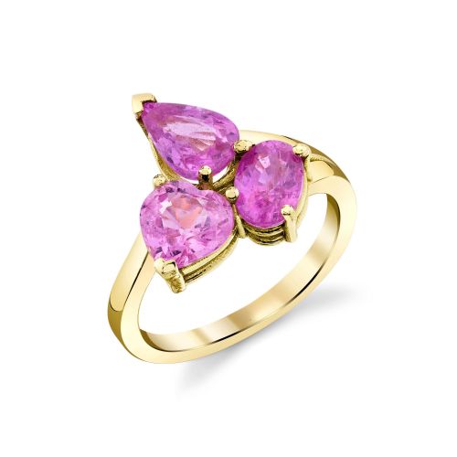 SMALL PINK SAPPHIRE OMBRE TRIPLE GEM RING