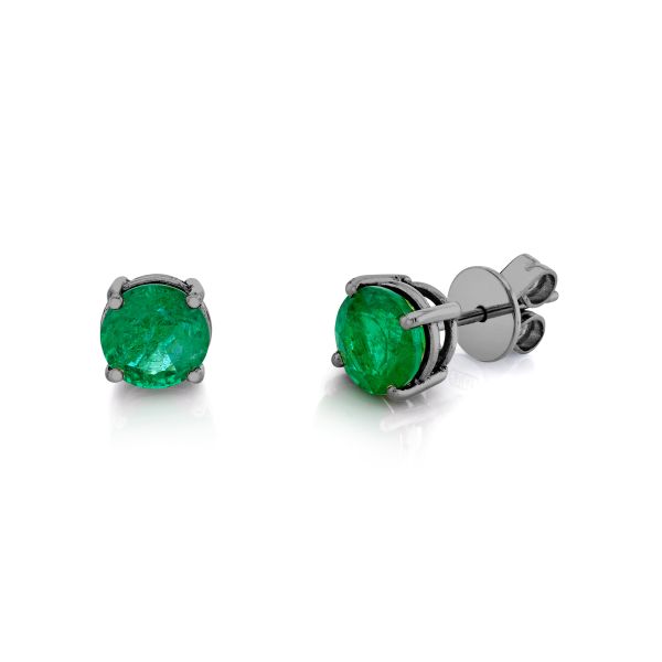 ROUND EMERALD STUDS