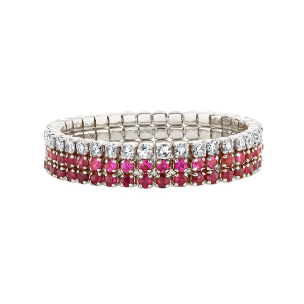 RUBY & PINK SAPPHIRE TRIPLE STACKED THREADS RING