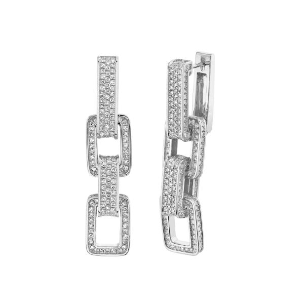 DIAMOND PAVE TRIPLE DECO LINK EARRINGS