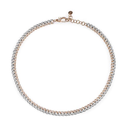 DIAMOND TWO-TONE PAVE MINI LINK NECKLACE