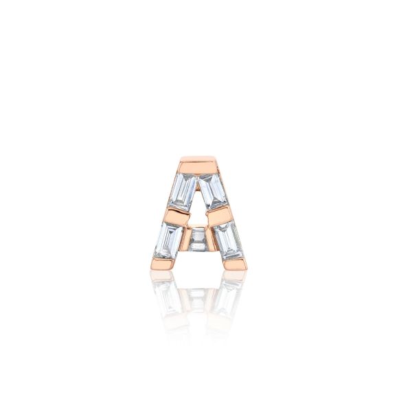 DIAMOND BAGUETTE SINGLE INITIAL STUD