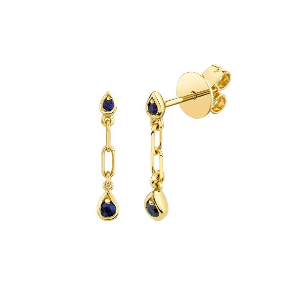 MINI ME BLUE SAPPHIRE DANGLE DROP STUDS
