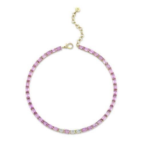 PINK SAPPHIRE & DIAMOND TENNIS NECKLACE