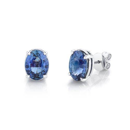 BLUE SAPPHIRE OVAL STUDS