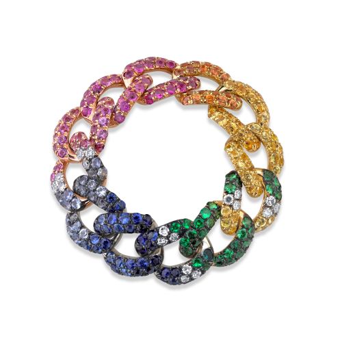 RAINBOW PAVE MEDIUM LINK RING