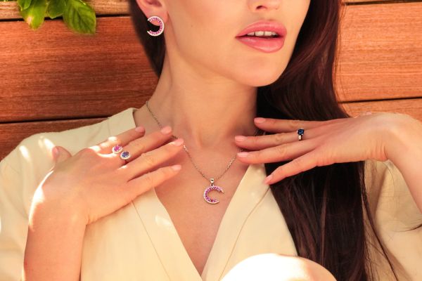 Pink Sapphires & Diamond Pendant Pink Caelum