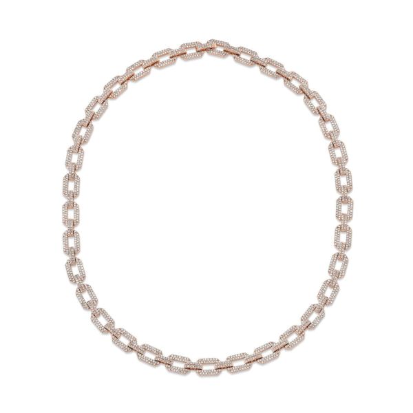 DIAMOND PAVE FLAT GEO LINK NECKLACE