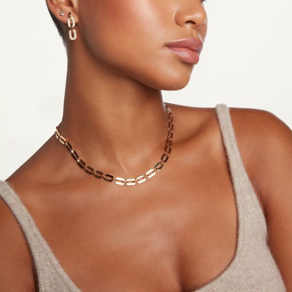 SOLID GOLD FLAT GEO LINK NECKLACE