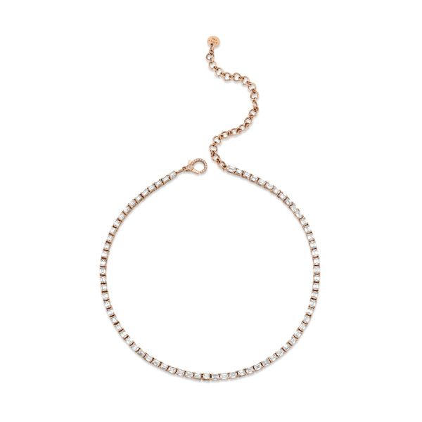 DIAMOND EMERALD CUT TENNIS NECKLACE