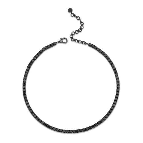BLACK DIAMOND TENNIS NECKLACE, 15IN