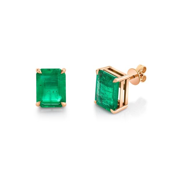 EMERALD SOLITAIRE STUDS, 8cts