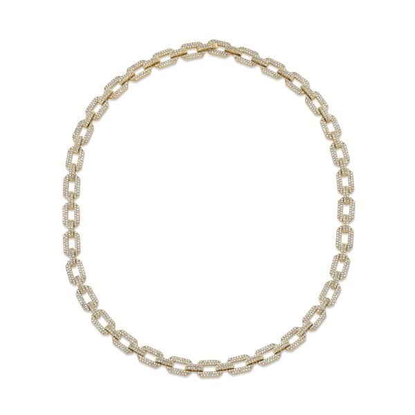 DIAMOND PAVE FLAT GEO LINK NECKLACE