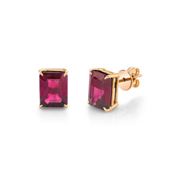 RUBY EMERALD CUT STUDS, 5cts
