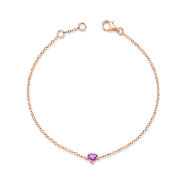 PINK SAPPHIRE BABY HEART BRACELET