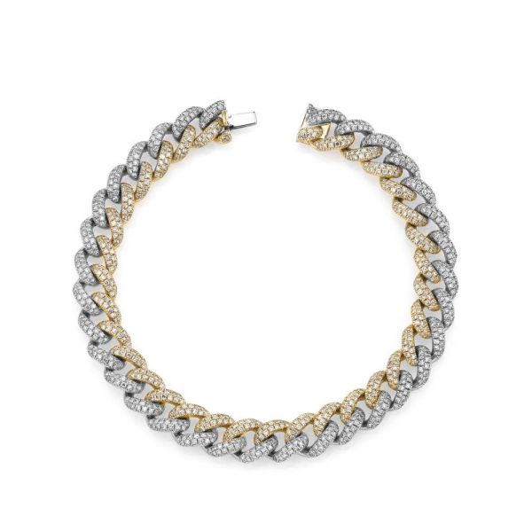 DIAMOND TWO-TONE MEDIUM PAVE LINK BRACELET