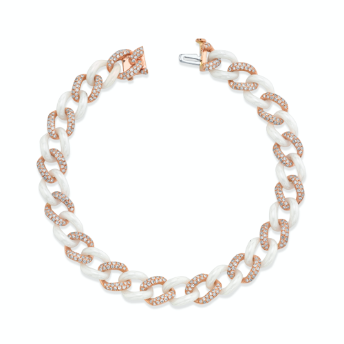 DIAMOND PAVE & WHITE CERAMIC MEDIUM LINK BRACELET