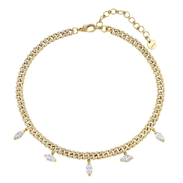 DIAMOND MARQUISE DROP MINI LINK NECKLACE