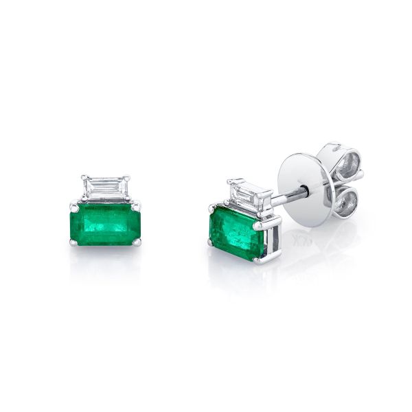 DIAMOND & EMERALD TWO STEP STUDS