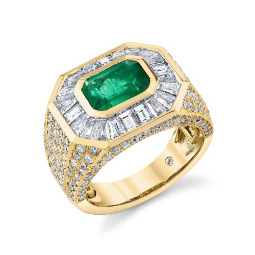 EMERALD & MIXED DIAMOND CHAMPIONSHIP RING