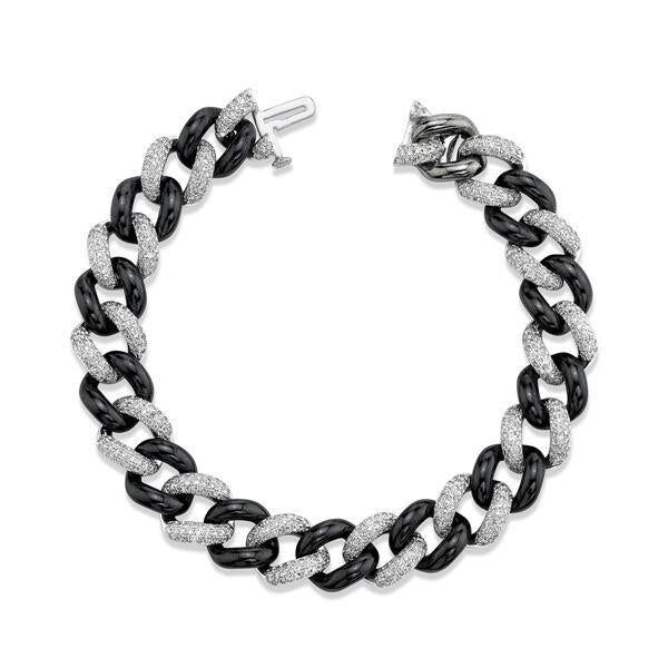DIAMOND PAVE & BLACK CERAMIC ESSENTIAL LINK BRACELET