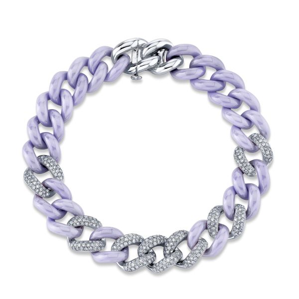 DIAMOND 7 PAVE & LAVENDER CERAMIC ESSENTIAL LINK BRACELET