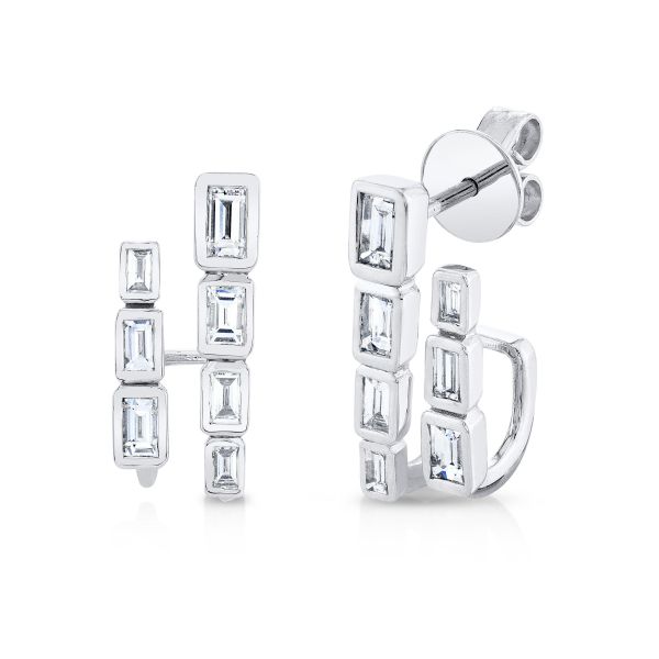 DIAMOND BEZEL BAGUETTE DOUBLE STICK STUDS