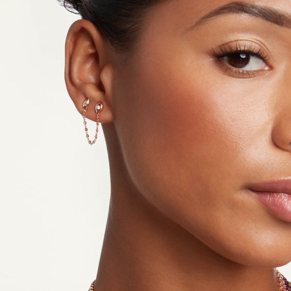 READY TO SHIP PINK SAPPHIRE & DIAMOND DUO CHAIN LINK STUD