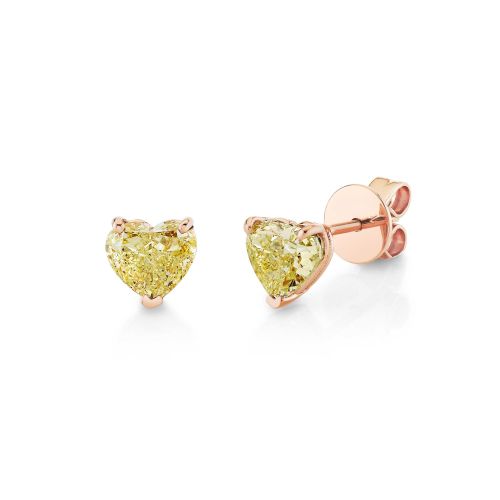 YELLOW DIAMOND HEART STUDS
