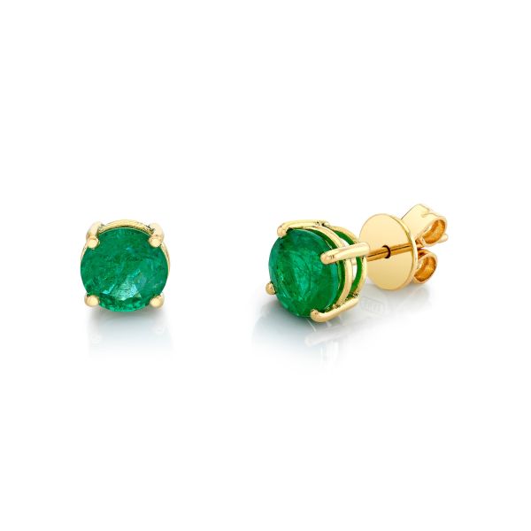 ROUND EMERALD STUDS