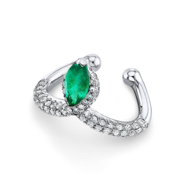 EMERALD MARQUISE CHEVRON EAR CUFF