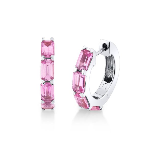 PINK SAPPHIRE BEZEL HUGGIES