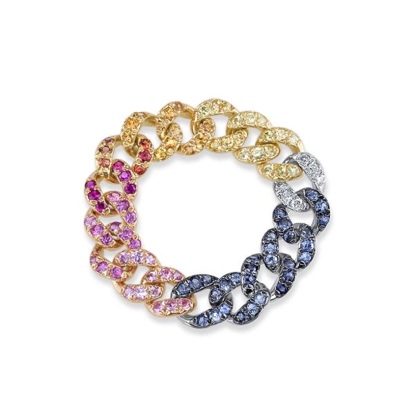 RAINBOW PAVE MINI LINK RING