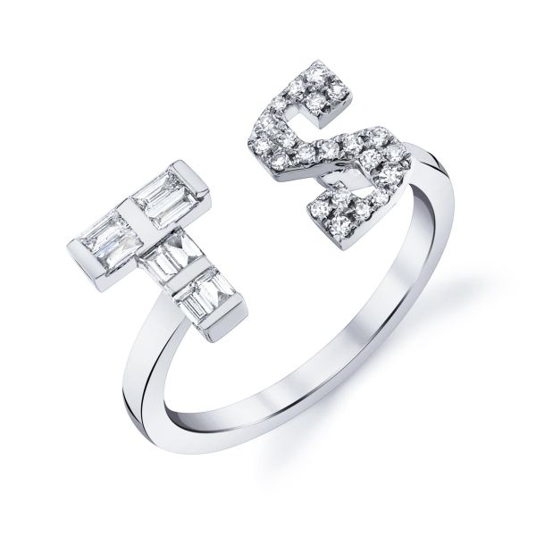 MIXED DIAMOND PERSONALIZED FLOATING INITIALS RING