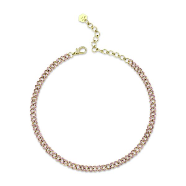 PINK SAPPHIRE MINI PAVE LINK CHOKER