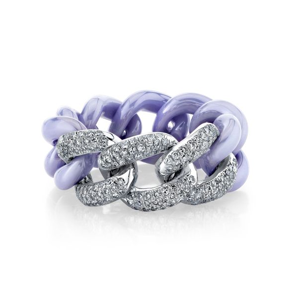 TRIPLE PAVE LAVENDER CERAMIC ESSENTIAL LINK RING