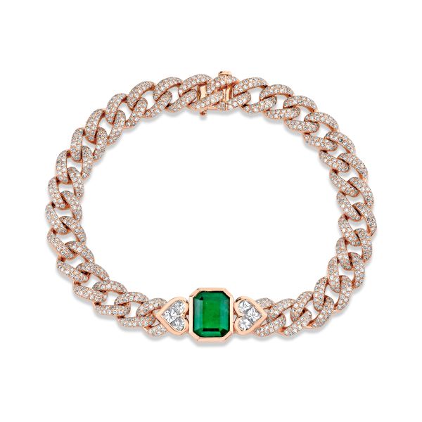 EMERALD TRI DIAMOND MEDIUM LINK BRACELET